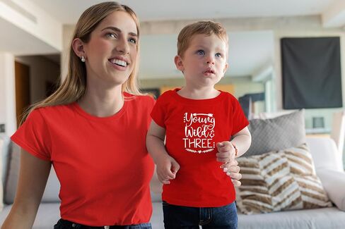Young Wild and Three - Toddler Clothes - 3 Years Old Birthday Tshirt Funny Outfit Cute Kid Shirt in Kuwait