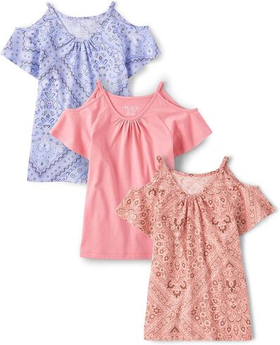 The Children's Place Girls' Short Sleeve Cold Shoulder Tops 3 Pack in Saudi Arabia