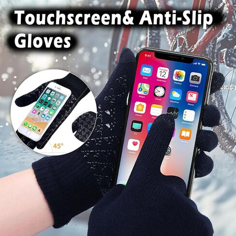 Winter Hat Gloves Set for Men Women, Fleece Line Beanie with Earflap, Neck Warmer Scarf and Touch Screen Gloves in Saudi Arabia