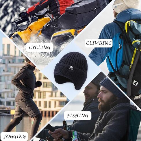 Winter Hat Gloves Set for Men Women, Fleece Line Beanie with Earflap, Neck Warmer Scarf and Touch Screen Gloves in Saudi Arabia