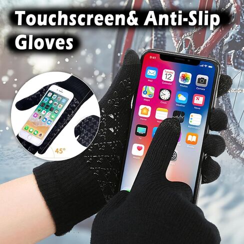 Winter Hat Gloves Set for Men Women, Fleece Line Beanie with Earflap, Neck Warmer Scarf and Touch Screen Gloves in Saudi Arabia