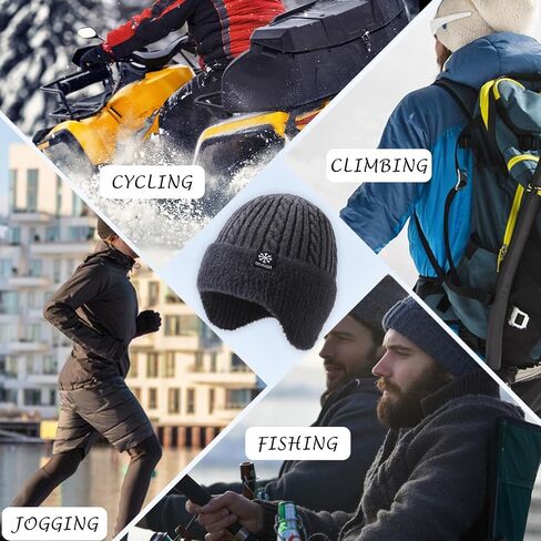 Winter Hat Gloves Set for Men Women, Fleece Line Beanie with Earflap, Neck Warmer Scarf and Touch Screen Gloves in Saudi Arabia
