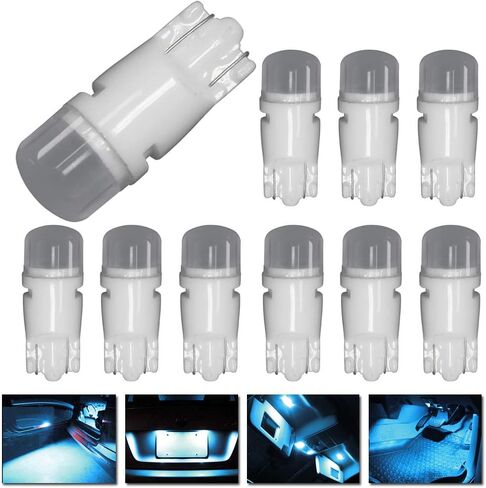 مصباح LED خارجي ساطع من السيراميك T10 مقاس 168 175 194 2825 W5W لون أزرق ثلجي (عبوة من 10 قطع) in Kuwait