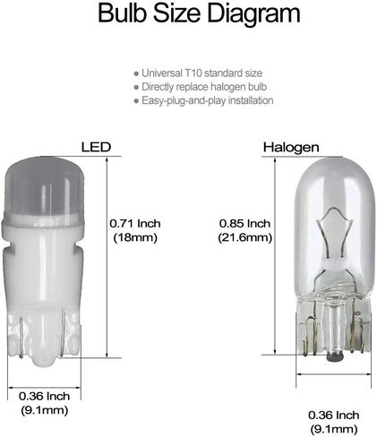 مصباح LED خارجي ساطع من السيراميك T10 مقاس 168 175 194 2825 W5W لون أزرق ثلجي (عبوة من 10 قطع) in Kuwait