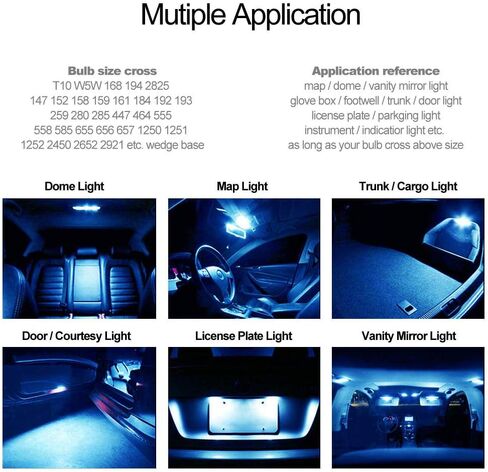 مصباح LED خارجي ساطع من السيراميك T10 مقاس 168 175 194 2825 W5W لون أزرق ثلجي (عبوة من 10 قطع) in Kuwait