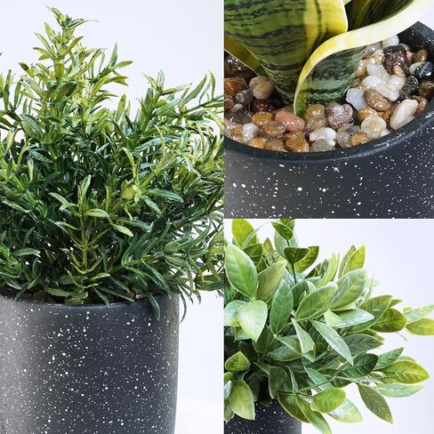 Winlyn 3 Pack Small Potted Artificial Plants Faux Greenery Rosemary Boxwood Snake Plants in Black Cement Planters Decorative Plants 8.3"-9.3" Tall for Home Office Bathroom Kitchen Shelf Table Décor in Saudi Arabia