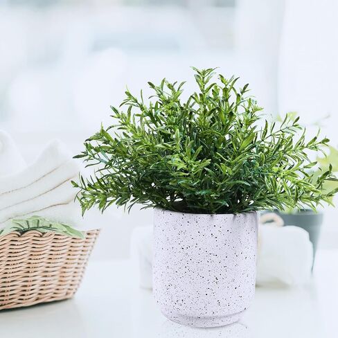 Winlyn 3 Pack Small Potted Artificial Plants Faux Greenery Rosemary Boxwood Snake Plants in Black Cement Planters Decorative Plants 8.3"-9.3" Tall for Home Office Bathroom Kitchen Shelf Table Décor in Saudi Arabia