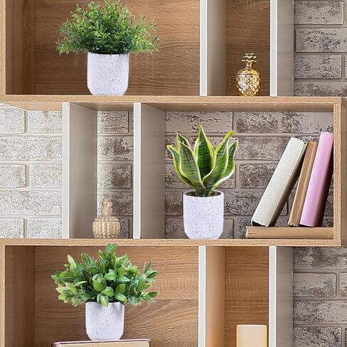 Winlyn 3 Pack Small Potted Artificial Plants Faux Greenery Rosemary Boxwood Snake Plants in Black Cement Planters Decorative Plants 8.3"-9.3" Tall for Home Office Bathroom Kitchen Shelf Table Décor in Saudi Arabia