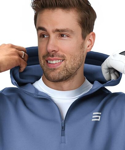 Three Sixty Six Men's Therma Quarter Zip Hoodie Pullover - 1/4 Zip Sweater Golf Sweatshirt - Moisture Wicking and Windproof in Saudi Arabia