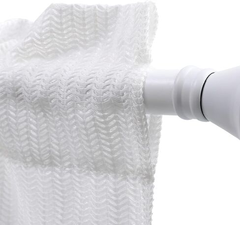 2 Pcs Sheer Valance Curtain White Rod Pocket Sheer Voile Lace Striped Knitted Semi Sheer Window Treatment for Kitchen Cafe Dinning Bath Room, 60 x 18 Inch in Saudi Arabia