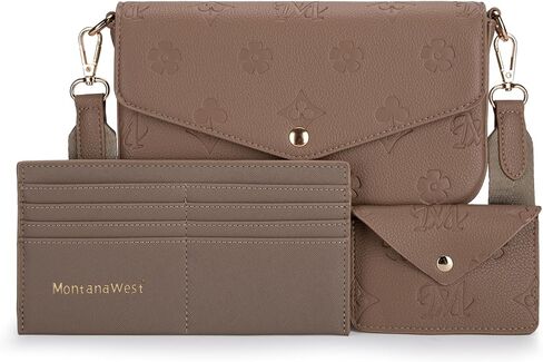 Montana West 3PCS Crossbody Purse and Wallet Set for Women with Adjustable Strap in Saudi Arabia