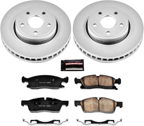 Power Stop CRK5951 Coated Brake Rotor & Ceramic Brake Pads- front For Dodge Durango 2011-2020, Jeep Grand Cherokee 2011-2016 [Model Specific] in Kuwait