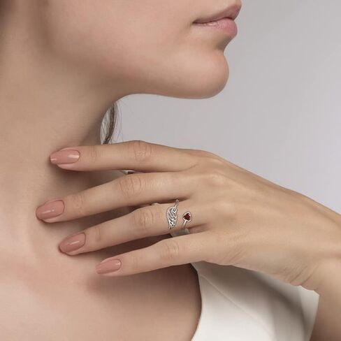 جوهرة الميلاد الجناح قلادة وخاتم 925 فضة جارديان الملاك الجناح قلادة على شكل ريشة قلادة مجوهرات هدية للنساء الفتيات in Kuwait