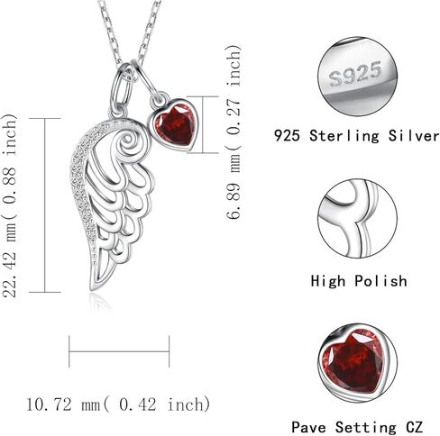 جوهرة الميلاد الجناح قلادة وخاتم 925 فضة جارديان الملاك الجناح قلادة على شكل ريشة قلادة مجوهرات هدية للنساء الفتيات in Kuwait