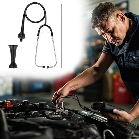 طقم سماعة الطبيب ميكانيكا QWORK، أداة تشخيص محرك السيارات مكونة من 3 قطع مع مجسات 80 مم و205 مم، ومقبض ممتد وتعليمات مفصلة in Saudi Arabia