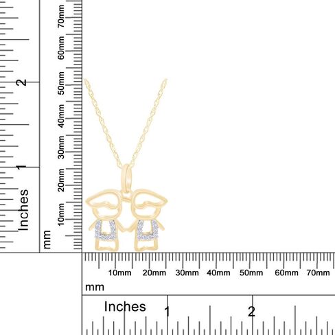 AFFY Adorable Two Twins Family Pendant Necklace in 14k Gold Over Sterling Silver in Kuwait