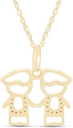 AFFY Adorable Two Twins Family Pendant Necklace in 14k Gold Over Sterling Silver in Kuwait