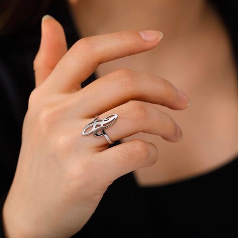 Witches Knot Ring Celtic Knot Ring Witchcraft Stainless Steel Geometric Witch Knot Ring Wiccan Finger Rings Wedding Band Stackable Ring Jewelry for Women Men in Saudi Arabia