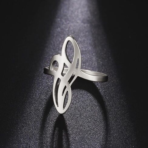 Witches Knot Ring Celtic Knot Ring Witchcraft Stainless Steel Geometric Witch Knot Ring Wiccan Finger Rings Wedding Band Stackable Ring Jewelry for Women Men in Saudi Arabia