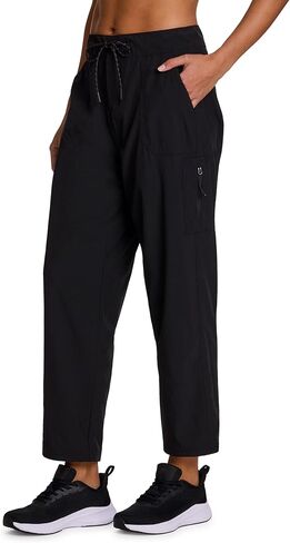 سروال نسائي من Avalanche للكاحل مبطن بالصوف للمشي لمسافات طويلة مع جيوب للنساء، سروال مسافر منسوج برباط من الصوف in Kuwait