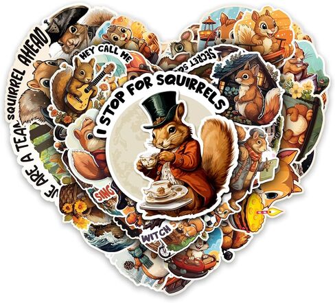 Squirrel Stickers 50 Pieces Vinyl Waterproof Decal for Laptop Water Bottle Phone Car Window Bike Motorcycle Stakeboard Scrapbook Squirrels Sticker Gifts for Kid Teen Adult in Kuwait