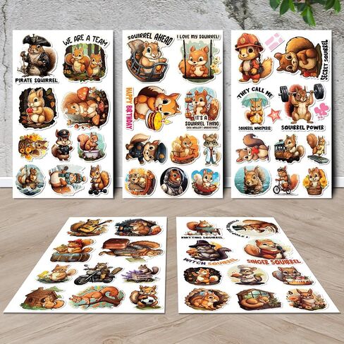 Squirrel Stickers 50 Pieces Vinyl Waterproof Decal for Laptop Water Bottle Phone Car Window Bike Motorcycle Stakeboard Scrapbook Squirrels Sticker Gifts for Kid Teen Adult in Kuwait