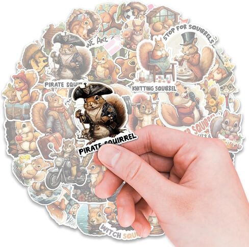 Squirrel Stickers 50 Pieces Vinyl Waterproof Decal for Laptop Water Bottle Phone Car Window Bike Motorcycle Stakeboard Scrapbook Squirrels Sticker Gifts for Kid Teen Adult in Kuwait