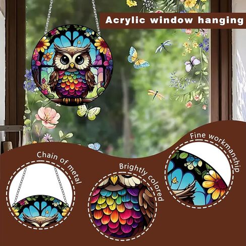 ykendz فلامنغو الاكريليك نافذة الشنق، 11.8in ساحة زخرفة الاكريليك الجدار الملون لوحات ديكور نافذة ديكور فني لغرفة النوم مكتب حديقة المطبخ (فلامنغو) in Kuwait