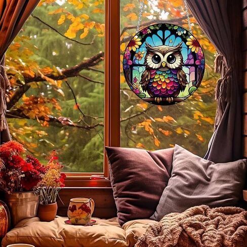 ykendz فلامنغو الاكريليك نافذة الشنق، 11.8in ساحة زخرفة الاكريليك الجدار الملون لوحات ديكور نافذة ديكور فني لغرفة النوم مكتب حديقة المطبخ (فلامنغو) in Kuwait