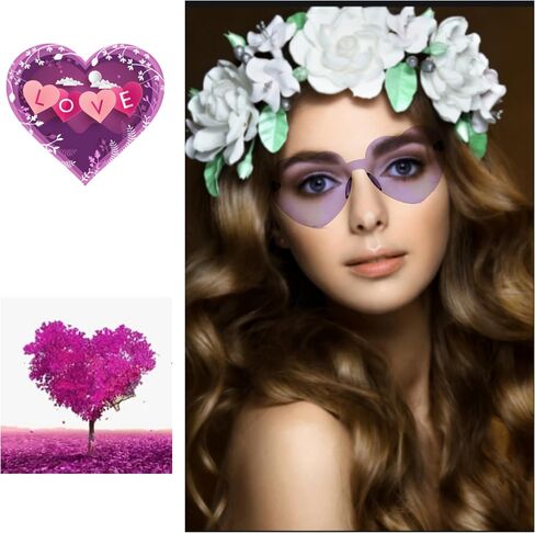 OLIN Heart Thick Oversized Rimless Sunglasses One Piece Eyewear Colored Sunglasses for Women in Saudi Arabia