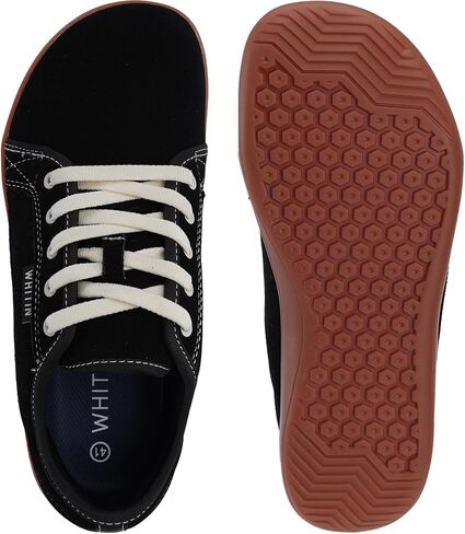 WHITIN Men's Wide Genuine Leather Barefoot Shoes | Minimalist Fashion Sneakers | Zero Drop Sole in Kuwait