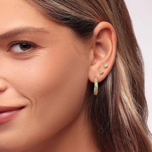 14K Yellow Gold Textured Hoop Earrings, Clicker/Latch Back, Hoop Earrings For Women, Minimalists Jewelry, Elegant Fine Jewelry, Gift For Her, Jewelry For Women in Saudi Arabia