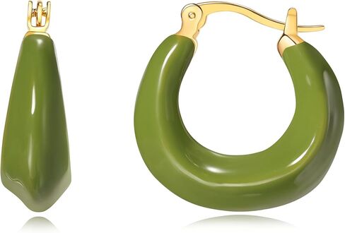 Simple Enamel 18K Gold Plated Hoop earrings for women in Saudi Arabia