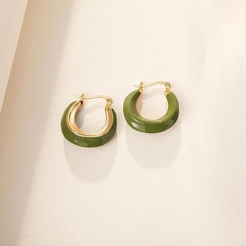 Simple Enamel 18K Gold Plated Hoop earrings for women in Saudi Arabia