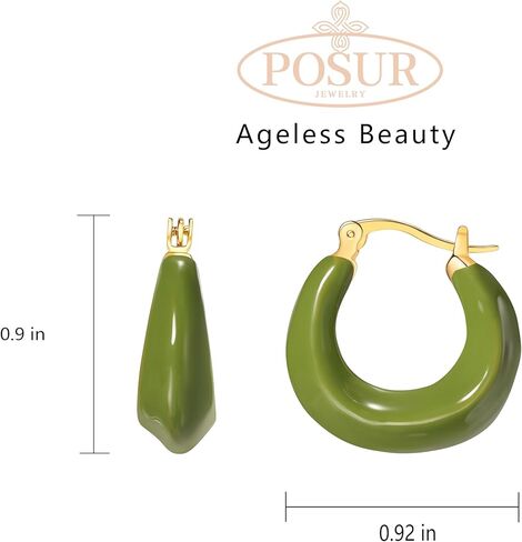 Simple Enamel 18K Gold Plated Hoop earrings for women in Saudi Arabia