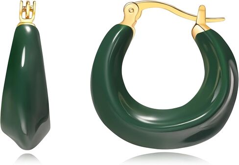 Simple Enamel 18K Gold Plated Hoop earrings for women in Saudi Arabia
