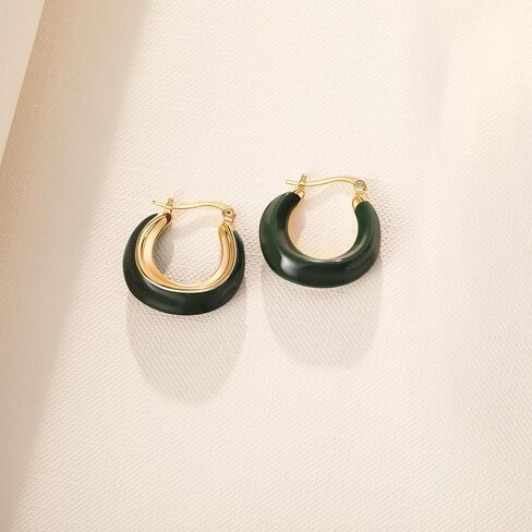 Simple Enamel 18K Gold Plated Hoop earrings for women in Saudi Arabia