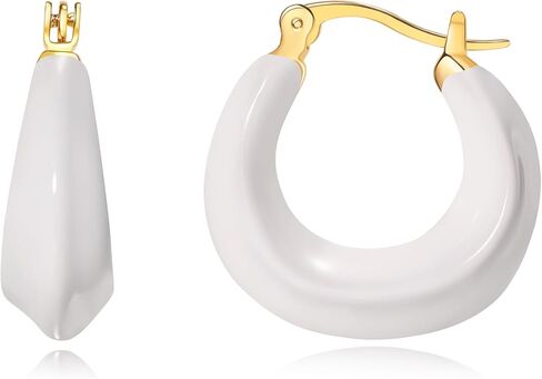 Simple Enamel 18K Gold Plated Hoop earrings for women in Saudi Arabia