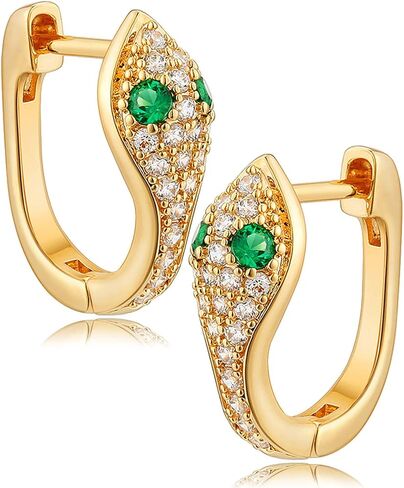 FETTERO Women Earrings Gold Plated Huggie Hoop Earrings Delicate Small Dainty Earings Snake Ball CZ Hoops for Women in Kuwait