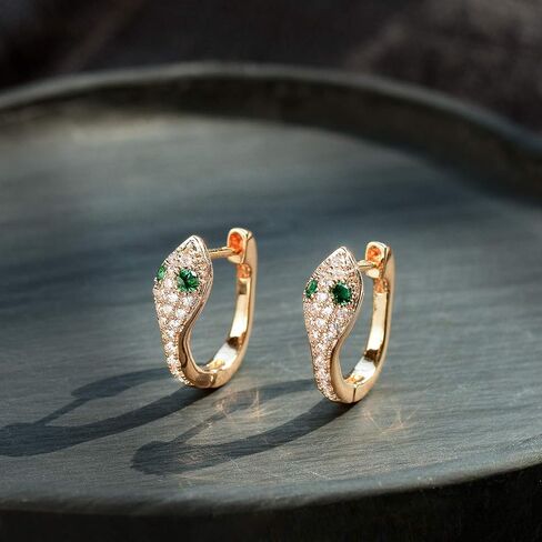 FETTERO Women Earrings Gold Plated Huggie Hoop Earrings Delicate Small Dainty Earings Snake Ball CZ Hoops for Women in Kuwait