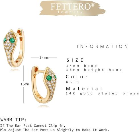 FETTERO Women Earrings Gold Plated Huggie Hoop Earrings Delicate Small Dainty Earings Snake Ball CZ Hoops for Women in Kuwait