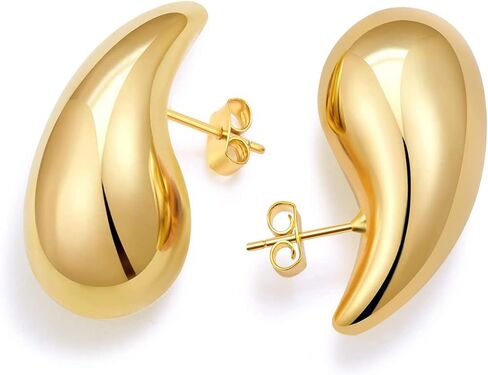 Chunky Gold Hoop Earrings for Women, Earring Dupes for Big Lightweight Teardrop Waterdrop with 18 K Gold Plated Statement Trendy Jewelry Gifts, Hypoallergenic Tear Drop Earrings in Saudi Arabia