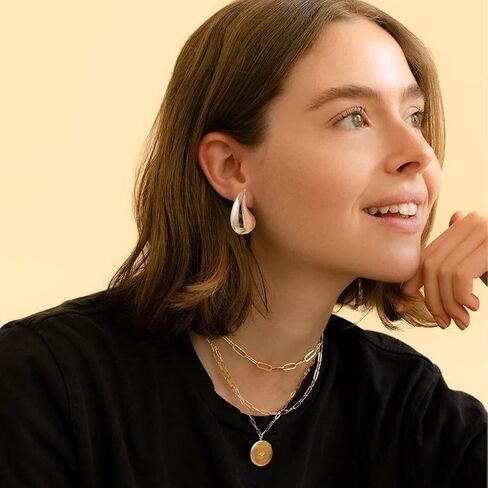 Chunky Gold Hoop Earrings for Women, Earring Dupes for Big Lightweight Teardrop Waterdrop with 18 K Gold Plated Statement Trendy Jewelry Gifts, Hypoallergenic Tear Drop Earrings in Saudi Arabia