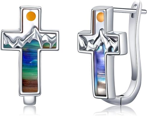 Abalone Mountain Celtic Hoop Earrings for Women 925 Sterling Silver Christian Earrings Mustard Seed Jewelry Gifts Mother's Day in Kuwait