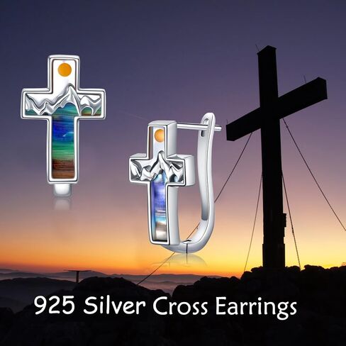 Abalone Mountain Celtic Hoop Earrings for Women 925 Sterling Silver Christian Earrings Mustard Seed Jewelry Gifts Mother's Day in Kuwait