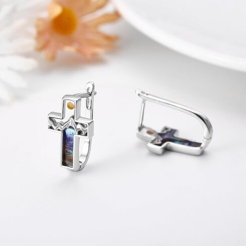 Abalone Mountain Celtic Hoop Earrings for Women 925 Sterling Silver Christian Earrings Mustard Seed Jewelry Gifts Mother's Day in Kuwait