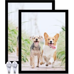 8.5x11 Picture Frame Set of 2, Black Photo Frames High Transparent Wall Gallery Desktop Horizontal Vertical for Canvas Collage Photo Poster Certificate 8.5 x 11 inches