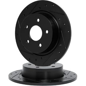 R1 Concepts Rear Brake Rotor Kit |Brake Rotors| Brake Disc |Drilled and Slotted||fits 2003-2011 Acura TL; Honda Element