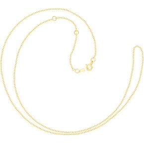 Everyday Elegance 14K Yellow or White Gold 1.1 mm Cable Chain Necklace with Spring-ring Clasp |17", 18", 19" (inches) Extendable Length