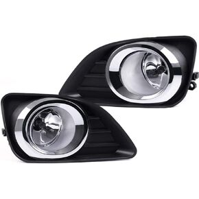 Fog Lights Assembly Compatible with Toyota Camry 2010-2011 Signal Lights Front Bumper Fog Lamps Left Driver & Right Passenger Side Clear Lens Chrome Housing